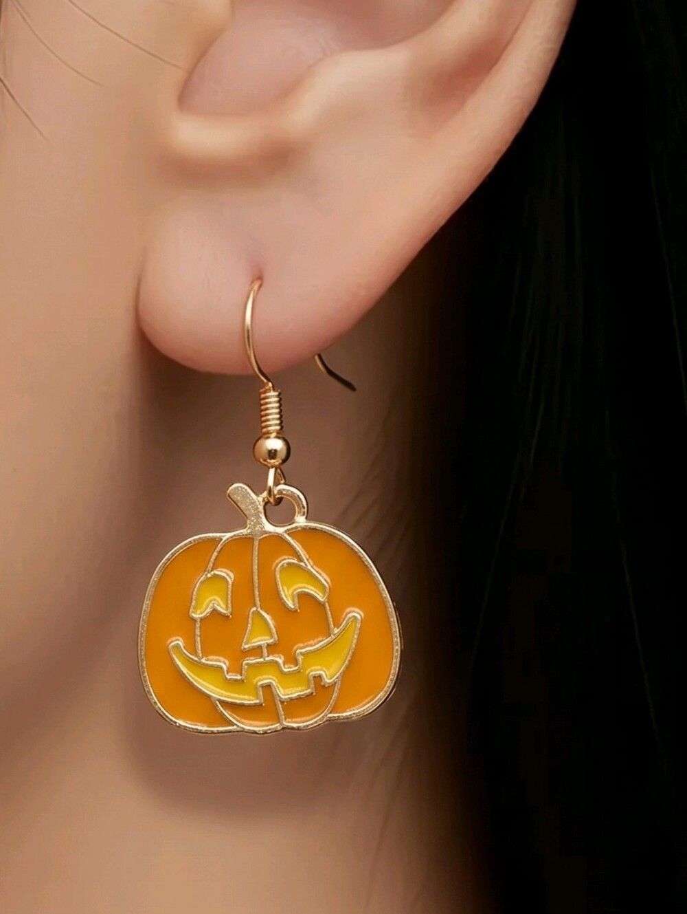 Jack O'Lantern Earrings Spooky Halloween Jewelry Fall Pumpkin Enamel Dangle Drop